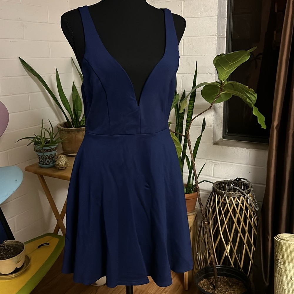 BLUE Strappy skater dress